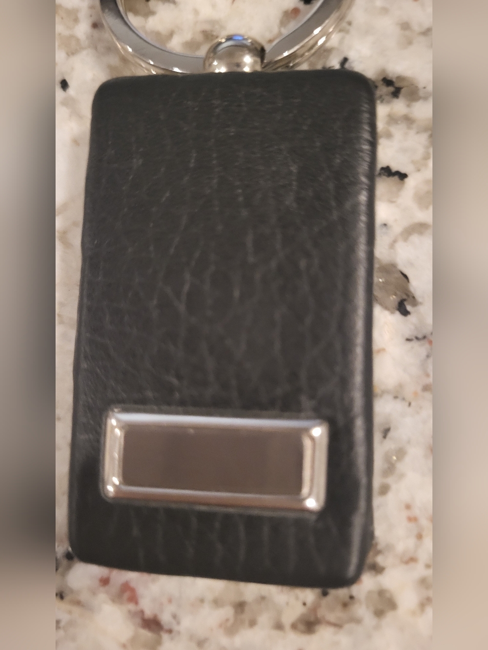 Black Locket Rectangular Keychain with Silver Plate - Picture 4 of 6